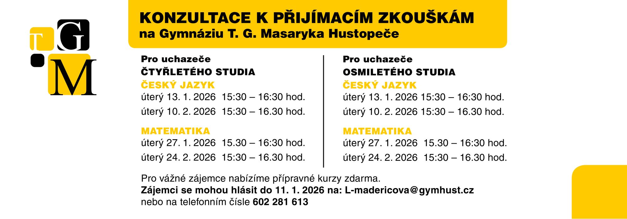 Konzultace k přijímačkám